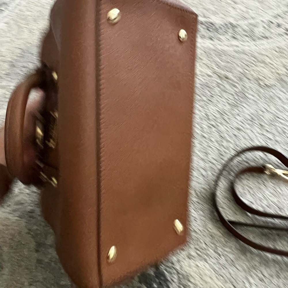 Michael Kors Tan Leather Satchel with Gold Accents - Picture 5 of 5